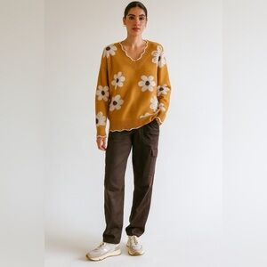 Pink Queen Retro Revival Floral Sweater M Cottagecore Chic